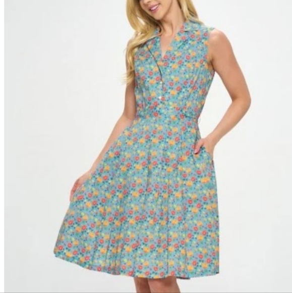 Chic Floral Button-Up Midi Dress - Picture 3 of 16